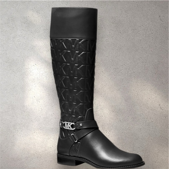 NWT Michael Kors| Kincaid Embossed Leather Riding Boot - Picture 2 of 5